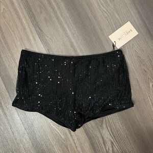 Low Rise Black Sequin Mini Shorts